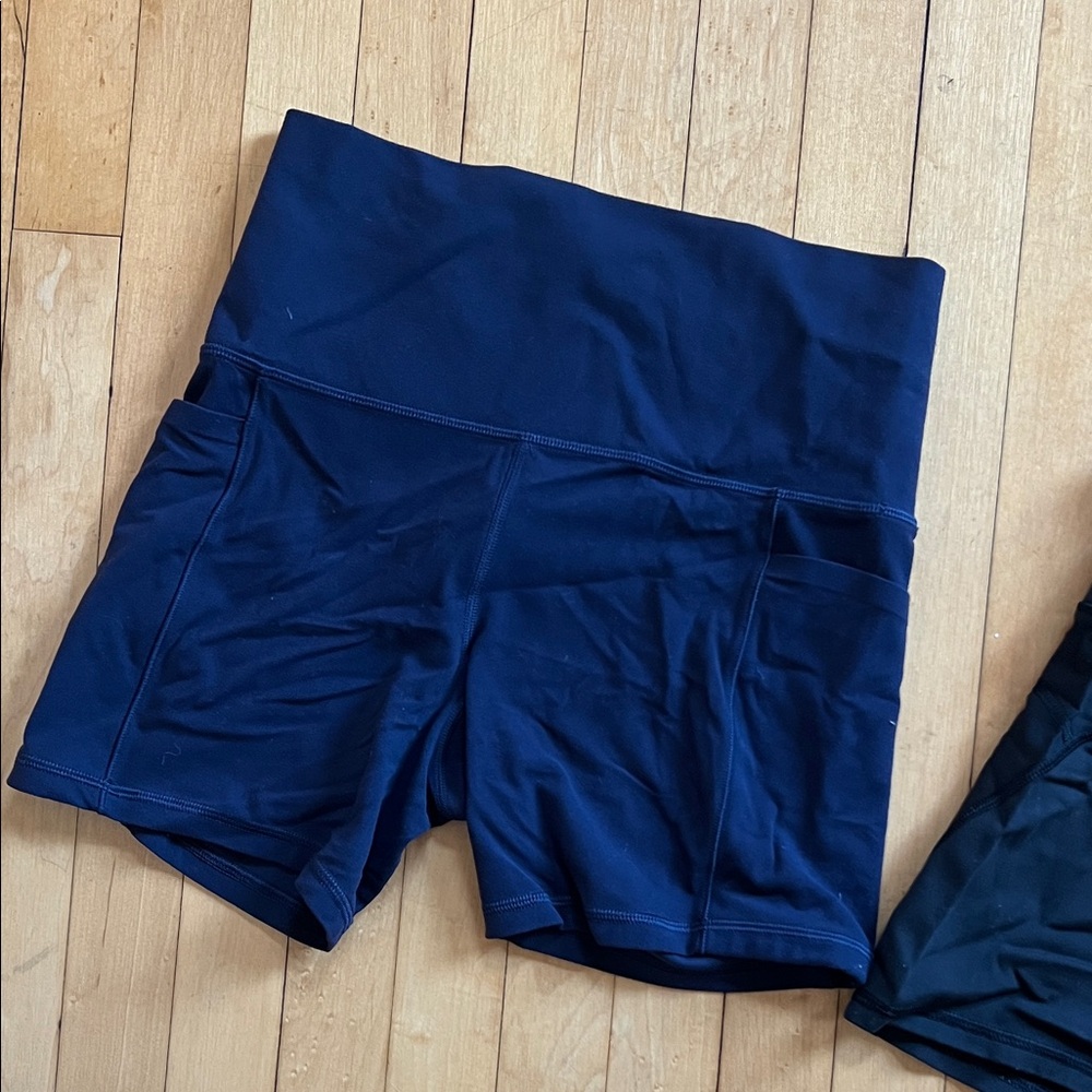 Athleta set of 2 Women's Navy and Black Spandex Shorts - Picture 2 of 9